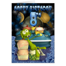 Happy 8th Birthday Plantet's Boy, Outerspace Cards