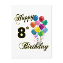 Happy 8th Birthday Post Cards and Birthday Cards