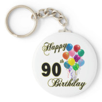 Happy 90th Birthday Gifts and Birthday Apparel Keychain