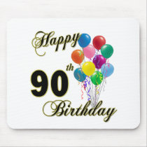 Happy 90th Birthday Gifts and Birthday Apparel Mousemats
