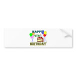 Happy 9th Birthday with Cake, Balloons and Candle bumper stickers