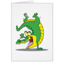 happy alligator crocodile cartoon dancing card
