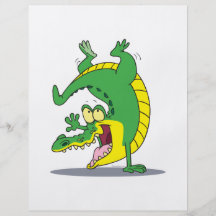 happy alligator crocodile cartoon dancing flyer design
