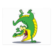 happy alligator crocodile cartoon dancing postcard