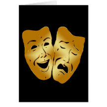 HAPPY AND SAD THEATER MASKS GREETING CARDS