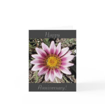 Happy Aniversary Card with Purple Gazania Flower