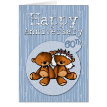 happy anniversary bears - 60 year greeting card
