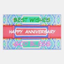 Happy Anniversary - Chinese Lucky Colour Pattern Rectangle Stickers