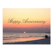 Happy Anniversary - Romantic Couple Beach Sunset Post Cards