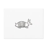Happy Armadillo unique whimsical line drawing art Postcard