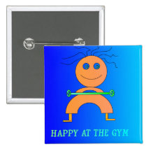 Happy at The Gym> Cute Childrens Button