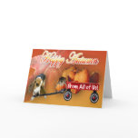 Happy Autumn pumpkin patch Dog & Cat wagon Card
