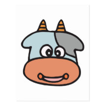 happy baby cow face postcards