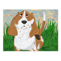 Happy Basset Hound Postcard