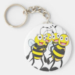 Happy Bee Family Having Fun Together Key Chains