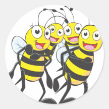 Happy Bee Family Having Fun Together Round Sticker
