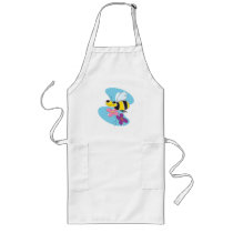happy bee with pastel flowers apron