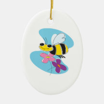 happy bee with pastel flowers christmas ornaments