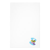 happy bee with pastel flowers stationery paper