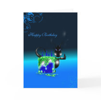 Happy Birthday Baby Dragon Birthday Cake Blue Card