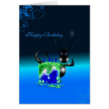 Happy Birthday Baby Dragon Birthday Cake Blue Card