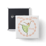 Happy Birthday Ballerina Square Button
