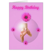 Happy Birthday Ballet Ballerina Dancer Ballet shoe Cards