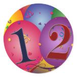 Happy Birthday balloons - 12th birthday stickers
