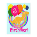 Happy Birthday Balloons 3 Orange T-Rex Postcard