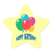 happy birthday balloons design star sticker