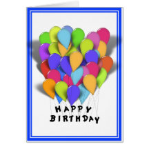 Happy Birthday Balloons for Boy (Blue Trim) Greeting Card