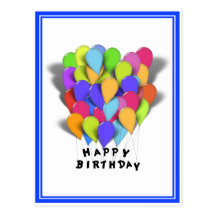 Happy Birthday Balloons for Boy (Blue Trim) Post Card