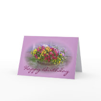 Happy Birthday Basket of Blossoms Greeting Cards
