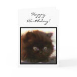 Happy Birthday Black Persian Kitten greeting card