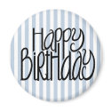 Happy Birthday Blue Stripes Magnet