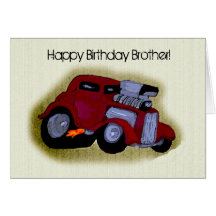 Happy Birthday Brother Car Greeting Cards