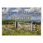 Happy Birthday Brother, landscape with a gate Greeting Card