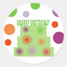 HAPPY BIRTHDAY CAKE INVITATION SEAL STICKER