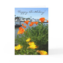 Happy Birthday California poppies greeting card