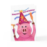 Happy Birthday Celebration Pig Card