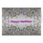 Happy Birthday Colourful Party Swirls Card