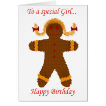 Happy Birthday cookie gingerbread girl ginger girl Greeting Card