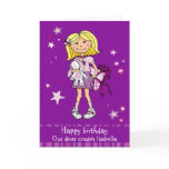 "Happy Birthday" cousin blonde girl purple card