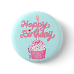 Happy Birthday Cupcake Doodle Art Button