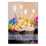 Happy Birthday Cupcake with Candles Cards