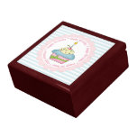 Happy Birthday Cupcakes Blue Stripes with Pink Gift Box