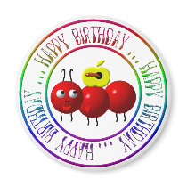 Happy Birthday - Cute ant with apple