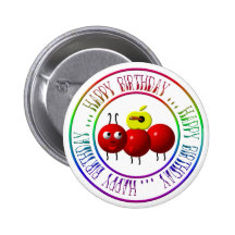 Happy Birthday - Cute ant with apple Pin