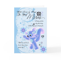 Happy Birthday Cute Mum Card blue flowers cute