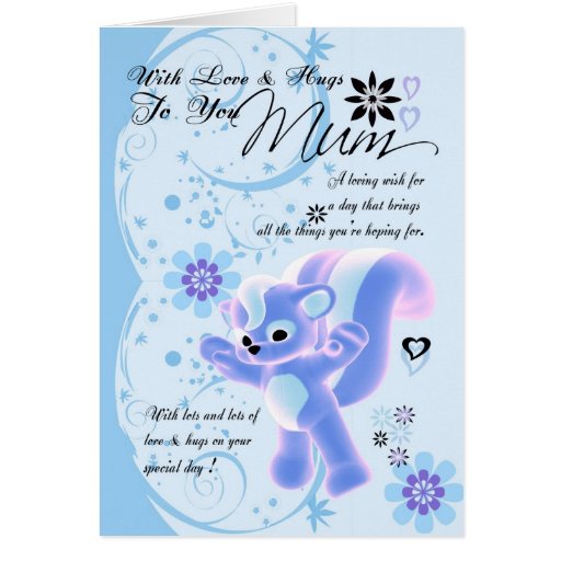 Happy Birthday Cute Mum Card blue flowers cute